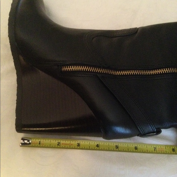 NIB Coach Dorothy wedge black leather riding boot with gold hardware. Size 8.5. - Picture 8 of 10